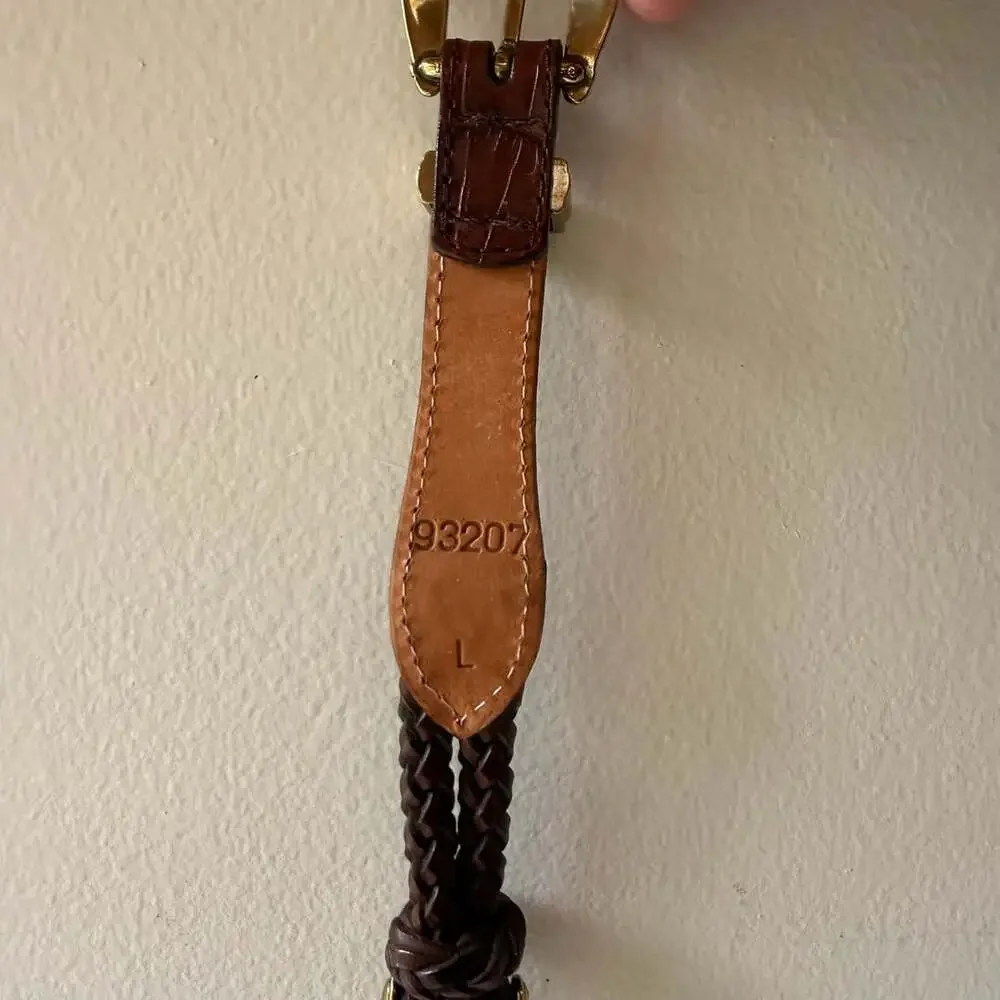 Vintage Brighton Braided Leather Belt Brown Western Equestrian Toggle